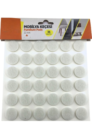 Tek-iş Yapışkanlı Sandalye Koltuk Mobilya Ayak Keçesi Yuvarlak 22 Mm 36 Adet Beyaz