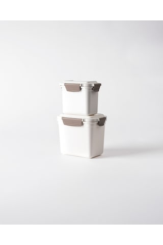Madame Coco Granada 2'li Derin Dikdörtgen Saklama Kabı - Soft Ekru - 1500+700 Ml 8684427336007 Çok Renkli
