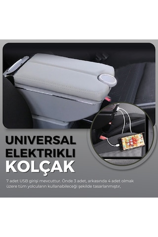 Oto Kolçak Kol Dayama Çift Açılır 7 Usb Girişli Tüm Araçlara