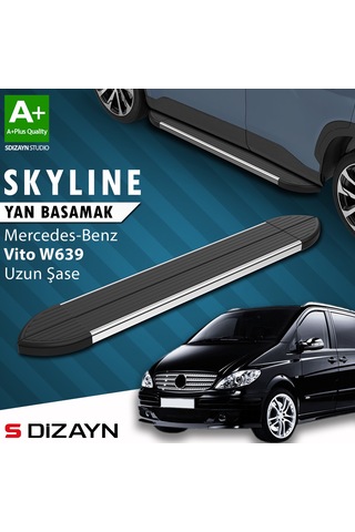 S-dizayn Mercedes Vito W639 Uzun Şase Skyline Krom Yan Basamak 253 Cm 2004-2014 A+ Kalite
