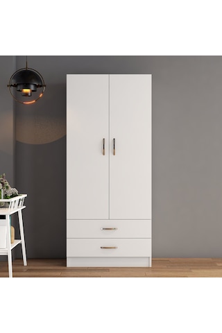 tanmob 2 Kapılı Iki Çekmeceli Geniş Gardrop Beyaz - Grd0401