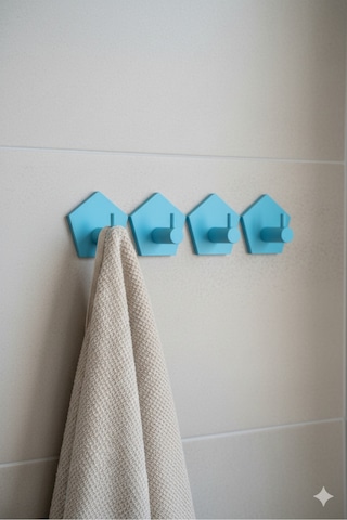 4 Lü Askılık Havlu Askısı, Bornoz Askısı, Kapı Arkası, Duvara Monte, Dayanıklı Malzeme, Beyaz 76 Beyaz