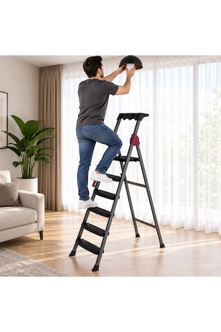 5+1 Basamaklı Metal Merdiven 150kg.taşıma 1 Adet