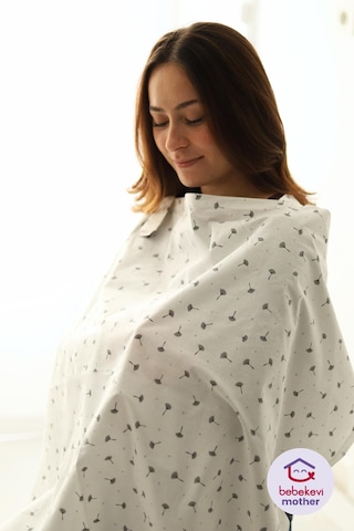 %100 Pamuk Eoko-tex Sertifikalı Poplin Emzirme Önlüğü Gri Desenli Emzirme Önlüğü