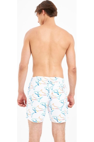 John Frank Requin Desenli Hızlı Kuruyan Mayo Short Erkek Mayo Short Jfsssw96 Beyaz-mavi