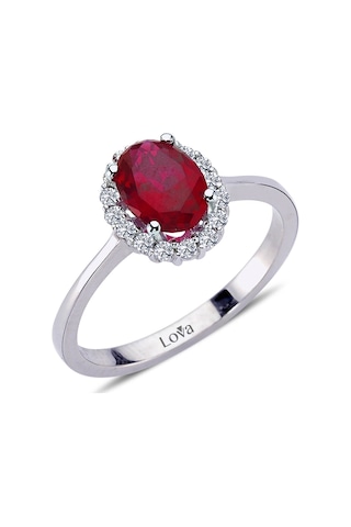 Lova Pırlantalı Oval Yakut Anturaj Yüzük - 1020237