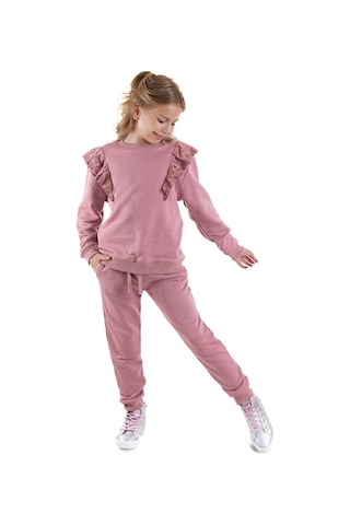 Denokids Fırfırlı Kız Çocuk Eşofman Takımı - Gül Kurusu