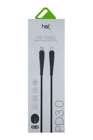 Helt HT-80 Ip Örgü Lightning Data Kablo 100 CM Siyah