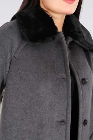 Tolga Saraçoğlu Oversize Midi Kaban - Minimalist Tasarım Antrasit