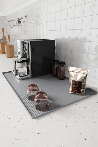 Gri 39x58 Cm Silikon Kahve Makinesi Matı Tezgah Pedi Bulaşık Altlığı Cin962 Gri