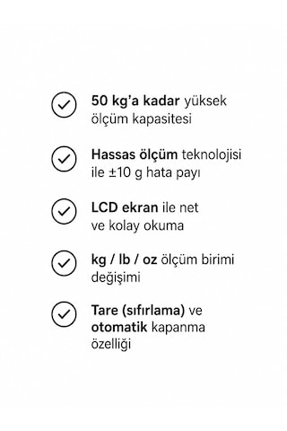 Dijital El Terazisi 50 Kg Lcd Ekranlı Kg/lb/oz