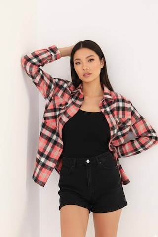 Polologin Butik Pembe Ekose Gömlek Ceket - Rahat Ve Şık Bej
