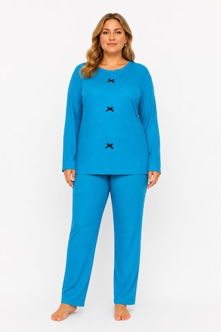 Sleeproom Büyük Beden Kaşkorse Mevsimlik Mavi Pijama Takımı