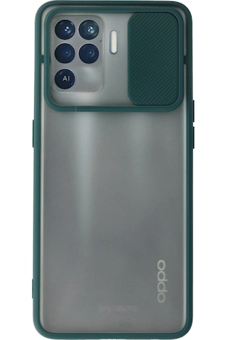 Newface Oppo Reno 5 Lite Kılıf Palm Buzlu Kamera Sürgülü Silikon Semeglbl - 87 - Yeşil