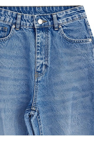 Vadon 1055 Kadın Yüksek Bel Kar Yıkamalı Wide Leg Geniş Paça Jean Pantolon Mavi