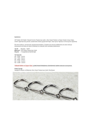 MSO VIP Kalite Süper Güçlü Paslanmaz Çelik Olta SS 10827 İğne