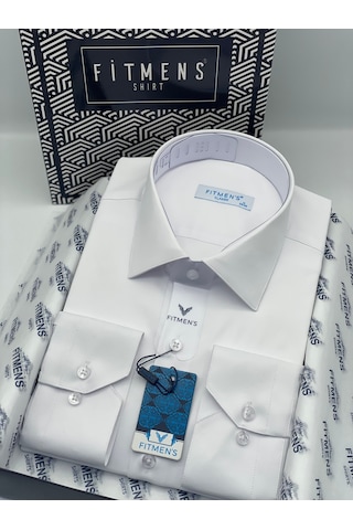 Fitmens Klasik Uzun Kol Cepsiz Likralı Rahat Kumaş Erkek Gömlek Fs-004517 - Beyaz-3192