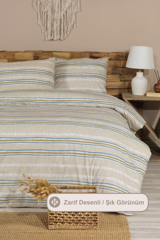 Elart Wilda Nevresim Takımı Tek Kişilik Lastikli Çarşaf 160x220 Cm Bej Bej