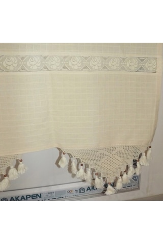 El Işi Dantelli Naturel Buldan Perdesi (190x200)