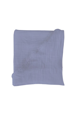 4 Katlı Müslin Kapşonlu Bebek Çocuk Banyo Havlusu Kundak İndigo