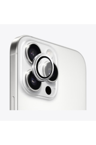 Safeus Safir Temperli Kamera Lens Koruyucu Apple Uyumlu iPhone 16 Pro Max İle Beyaz