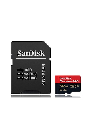 SanDisk Extrem Pro SDSQXCD-512G-GN6MA 512 GB microSDXC UHS-I A2 V30 Adaptörlü Hafıza Kartı