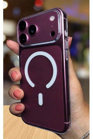 Apple Uyumlu iPhone 17-18 Pro Magsafe Kılıf Wireless Kablosuz Şarj Destekli Kamera Korumalı Şeffaf Darbe Emici