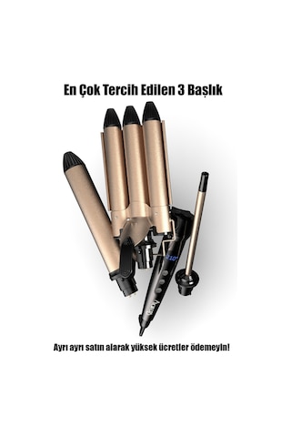 Hairens Hrs-960 - 4 Parça Saç Şekillendirme Seti Wag Maşa & Afro İnce Maşa & 32 MM Kalın Maşa