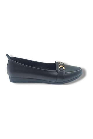 C-shoes Ys3008-26 Cilt Taşlı V Toka Anatomik Kadın Babet 41-42 Sıyah