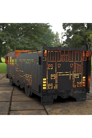 Portatif Barbekü İtfaiye Kamyonu Modelli Bahçeniz İçin Dekoratif Siyah