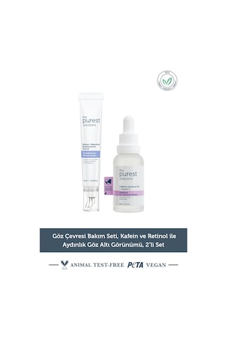 The Purest Solutions Göz Çevresi Bakım Seti, Kafein ve Retinol ile Aydınlık Göz Altı Görünümü, 2’li Set