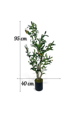 Yapay Çiçek Zeytin Ağacı Doğal Gövdeli Galvaniz Siyah Saksıda 95cm Yapay Ağaç