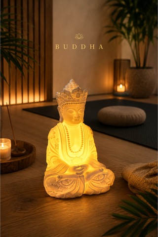 Buddha Led Dekoratif Ortam Aydınlatması Meditasyon Yoga Ev Ofis Dekoru Şık Hediye Biblo
