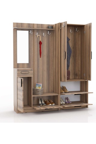 Abre Vm-36348 Dore Ceviz Vestiyer Portmanto Ayakkabılık