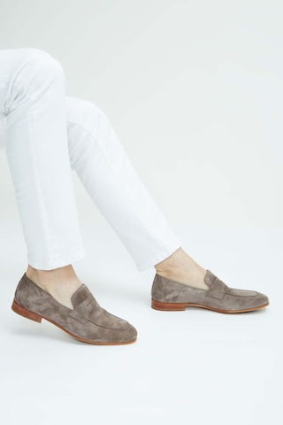 Tamer Tanca Erkek Hakiki Deri Kahverengi Loafer Ayakkabı 183 27305 Erk Ayk Sk23/24 Taupe Suet Kahverengi