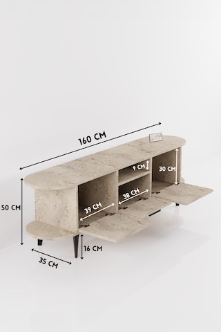 Tv Sehpası 160 Cm Modern 3 Kapaklı Tv Sehpa Çok Amaçlı Konsol Ünitesi Mira Ekru