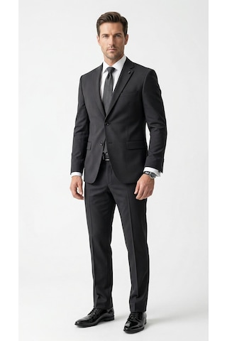 Tk 6893erkek Klasik 2 Li Takım Elbise 2 Düğmeli Slim Fit Esnek Kumaş Çift Yırtmaçlı 7 Drop Siyah