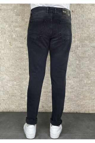 Erkek Siyah Taşlamalı Slim Fit Jean Pantolon (492166754)