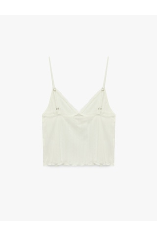 Koton Pamuklu V Yaka Rahat Kesim Askılı Pijama Üstü Ekru 7wlk90011mk