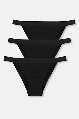 Suwen 3lü Pamuklu Lastikli Normal Bel Slip Külot St0045601361 Siyah / Siyah / Siyah