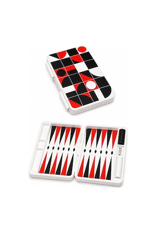 Mini Boy Geometrik Desenli Seyahat Tavlası Kapalı 13 X 22 Cm Açık
