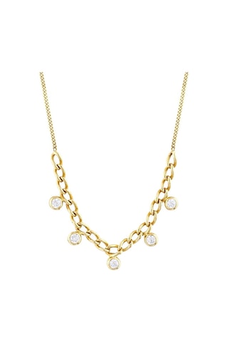 14 Ayar Taşlı Sallantılı Tasarım Altın Kolye Altın