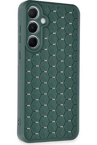 Gld-spt- Newface Samsung Uyumlu Galaxy A55 5g Kılıf Petek Silikon Kapak - Koyu Yeşil