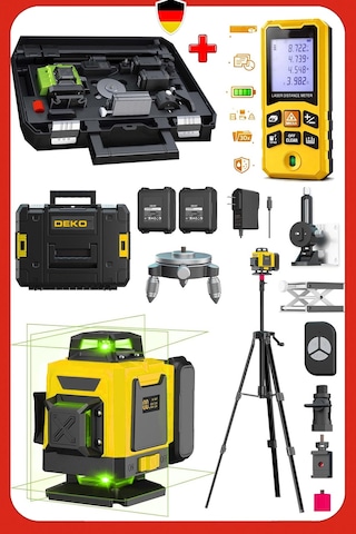 Deko Dk416cz 4d 16 Çizgi Yeşil Lazer Hizalama Terazili Tripot Seti + 50mt Otomatik Hizalama Set