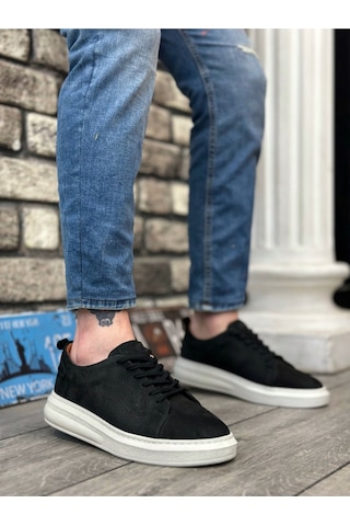 DMR Elegance Ba0336 İçi Dışı Hakiki Nubuk Deri Siyah Bağcıklı Casual Erkek Ayakkabı Rekli