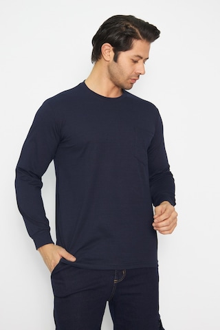 Mervem Uzun Kol Sıfır Yaka Sweatshirt Lacivert