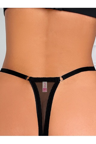 Liona Dantelli Kadın Siyah G-String Külot