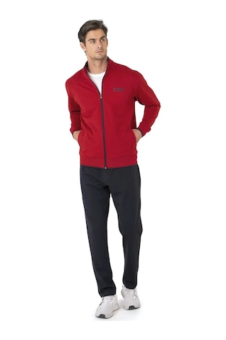Pierre Cardin 7120 Erkek Uzun Kollu Dik Yaka Eşofman Takımı-bordo Bordo