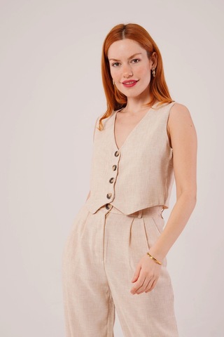 Defymoda Kırçıllı Desen Bej Takım Bej