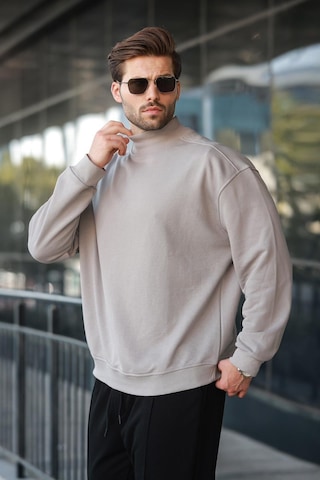 Madmext Boyalı Gri Yarım Balıkçı Yaka Erkek Basic Sweatshirt E7158 Gri
